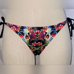 ED HARDY by Christian Audigier Bikini Bottom (EXTRA SMALL) "TRADEWINDS SKULLS"
